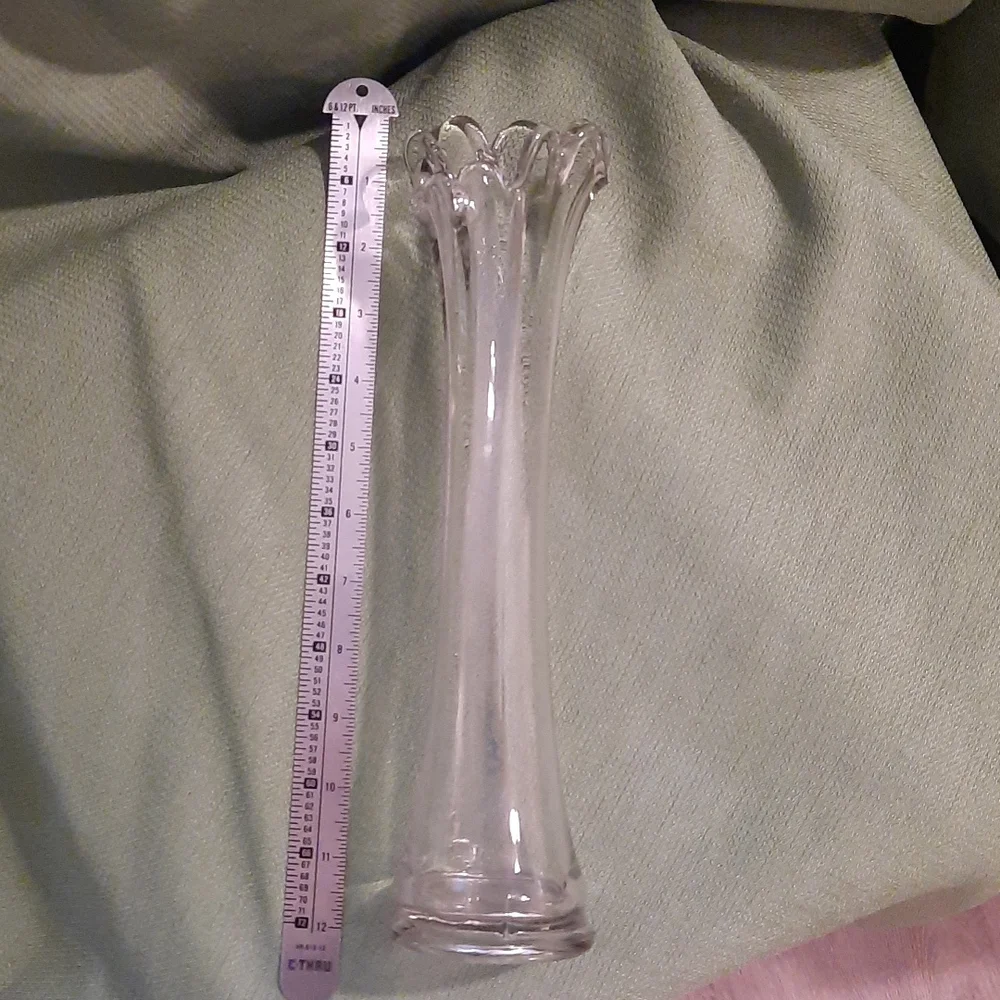 Vintage clear  thrown glass vase beautiful about 12 inches